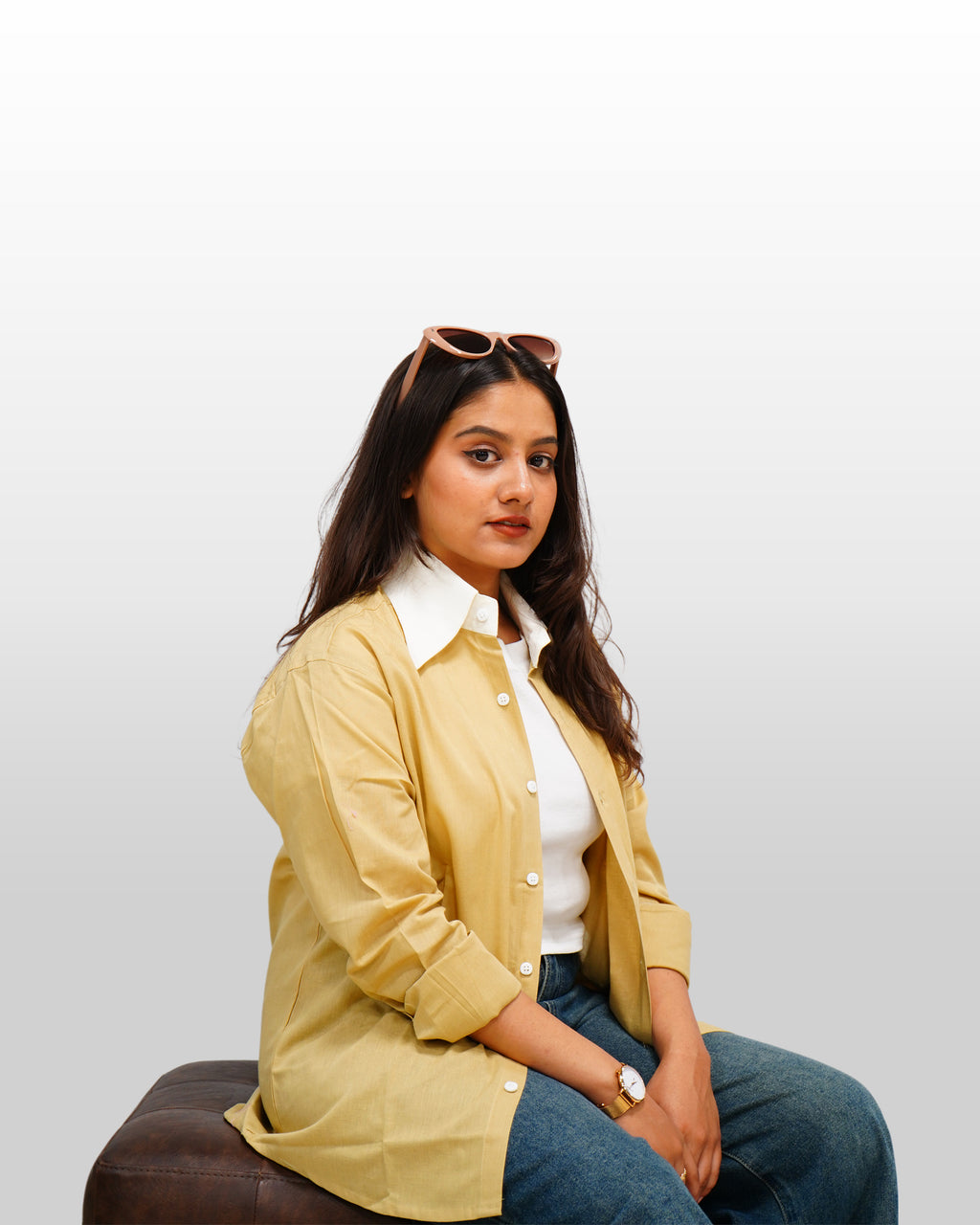 KHAKHI CONTRAST COLLAR SHIRT