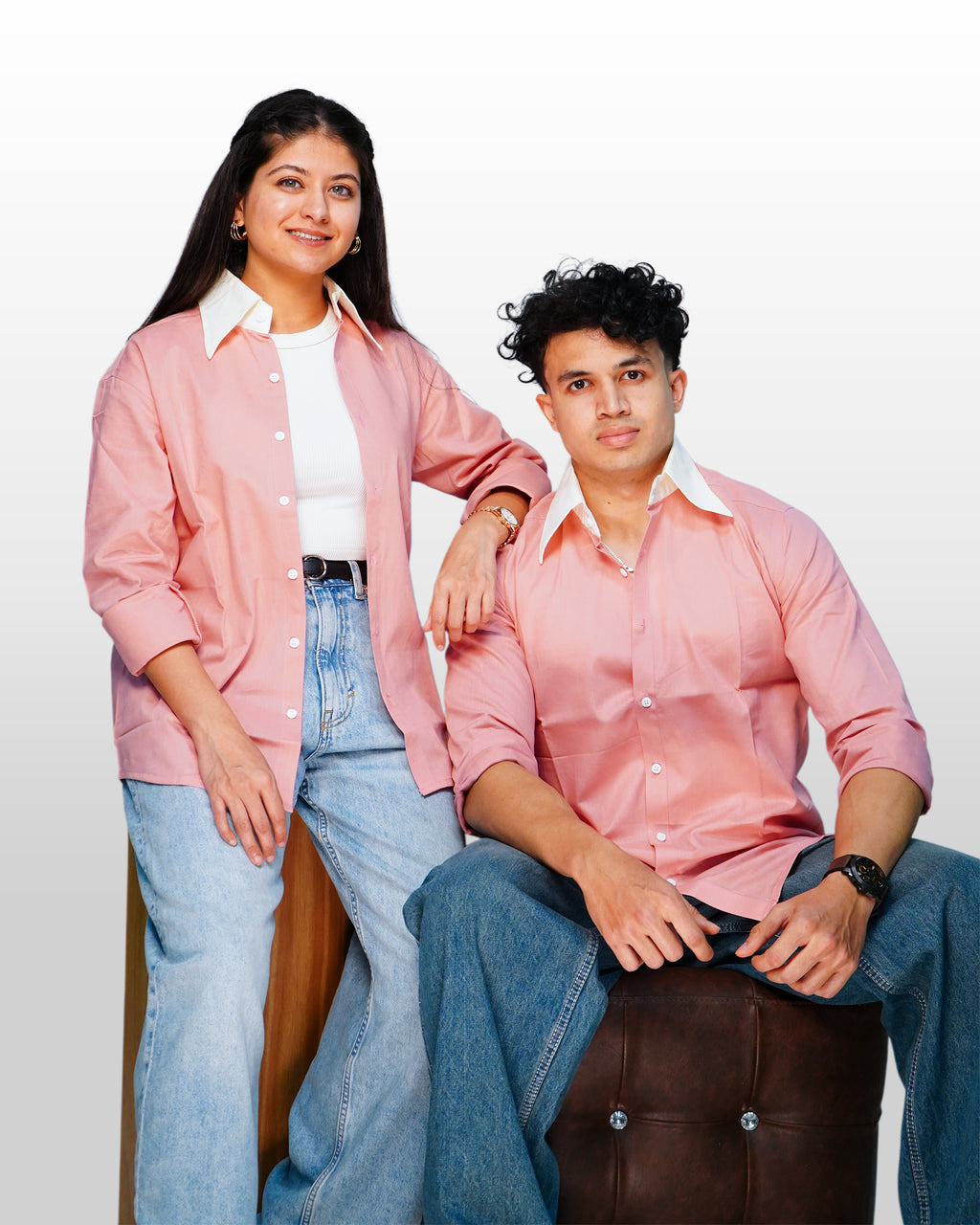 PINK CONTRAST COLLAR SHIRT