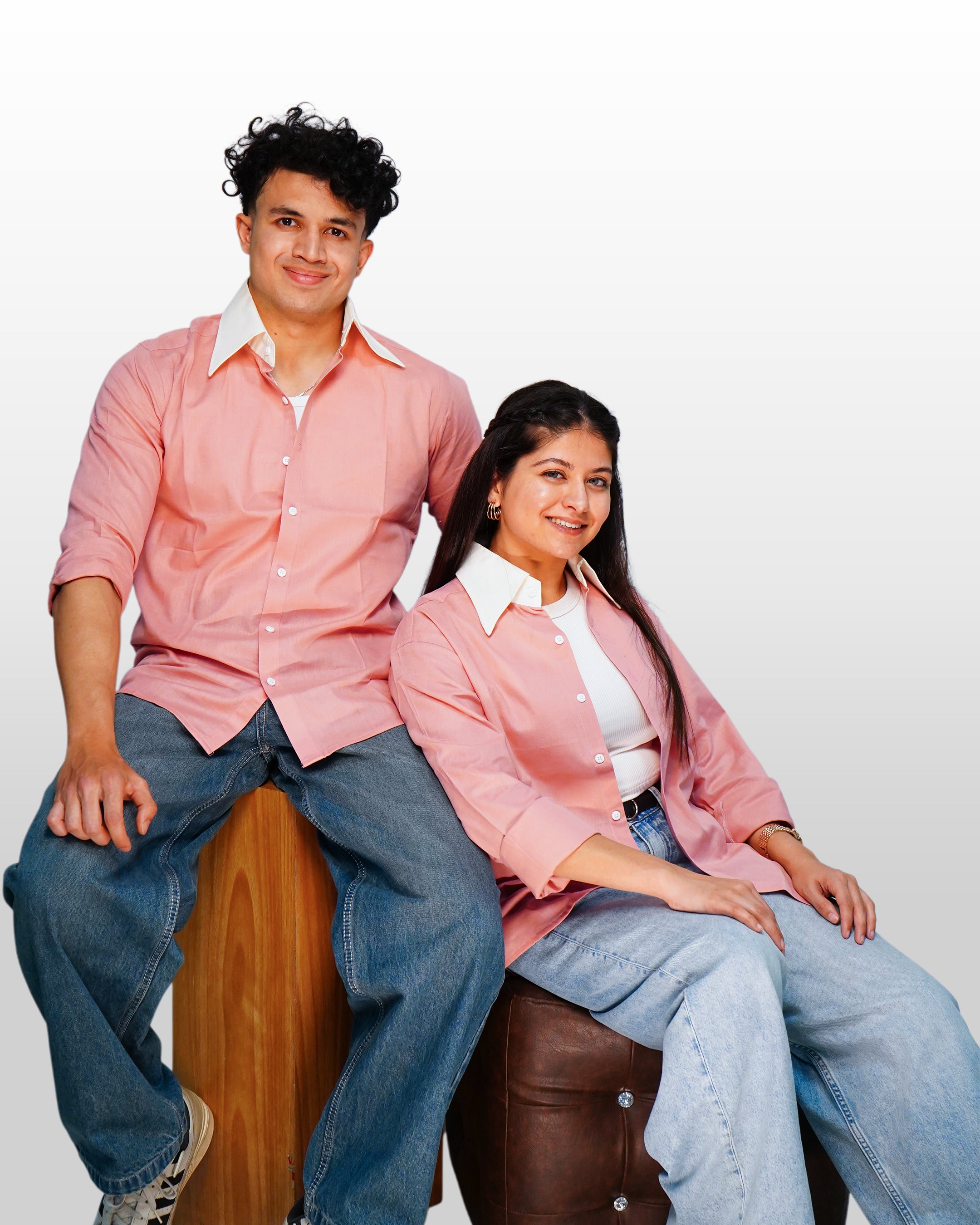 PINK CONTRAST COLLAR SHIRT