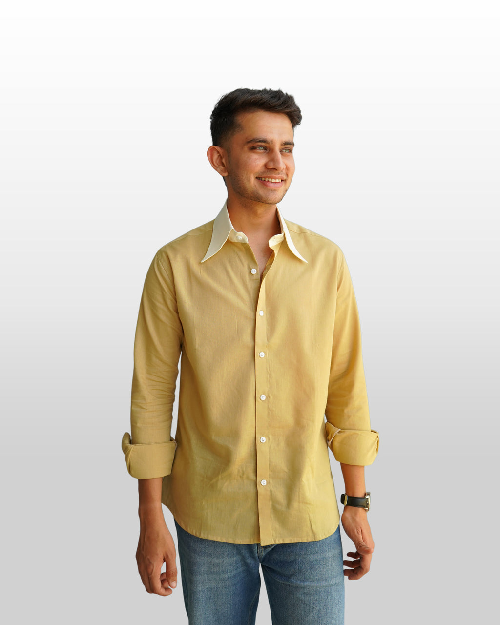 KHAKHI CONTRAST COLLAR SHIRT